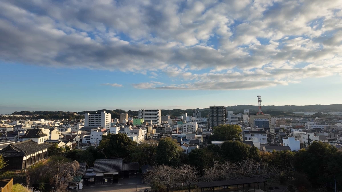掛川城天守最上階から見渡す掛川市街地の眺望