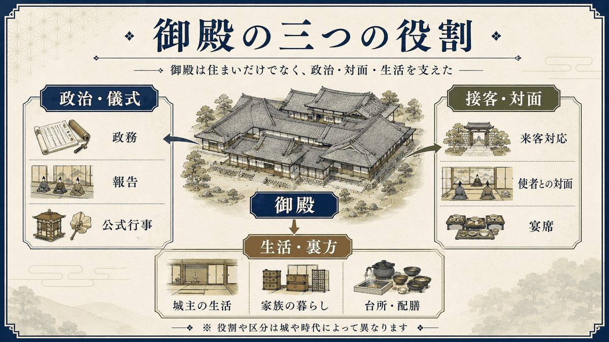政治・儀式、接客・対面、生活と裏方を支えたお城の御殿の役割