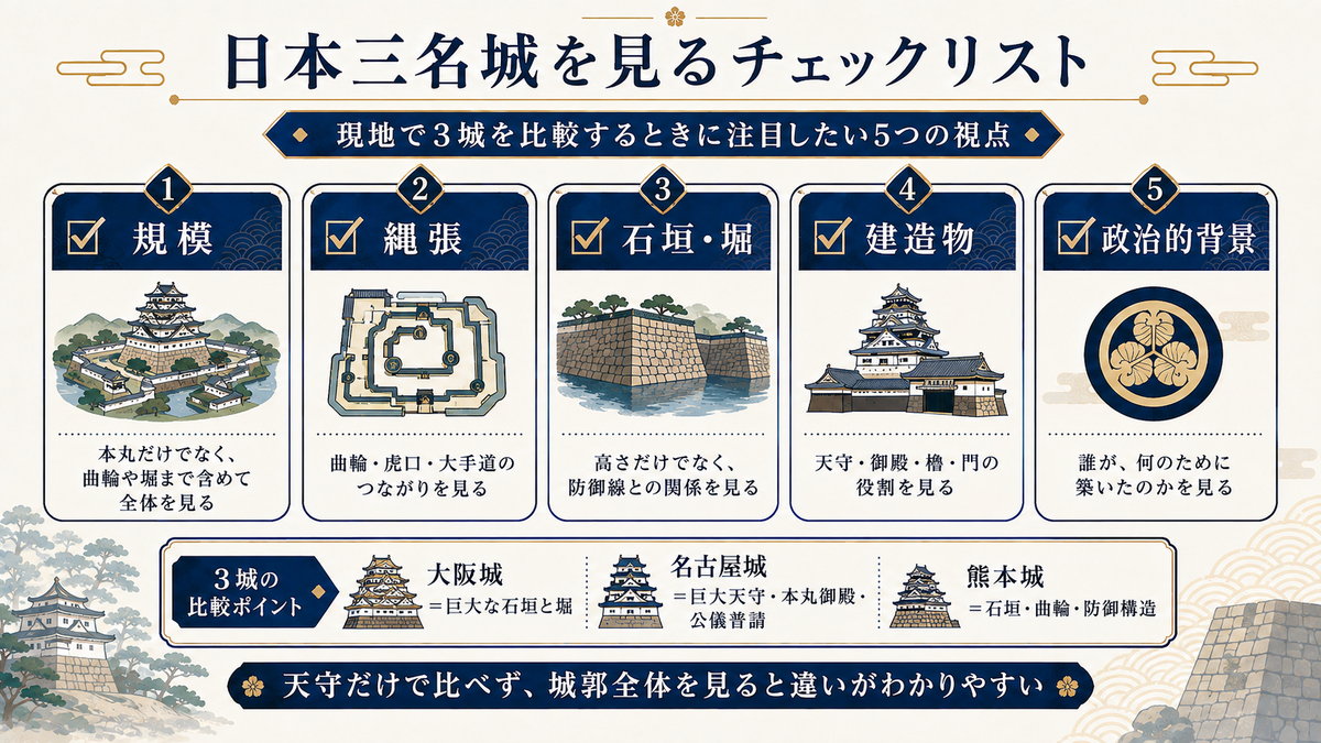 日本三名城を現地で比較するときに注目したい5つのポイント