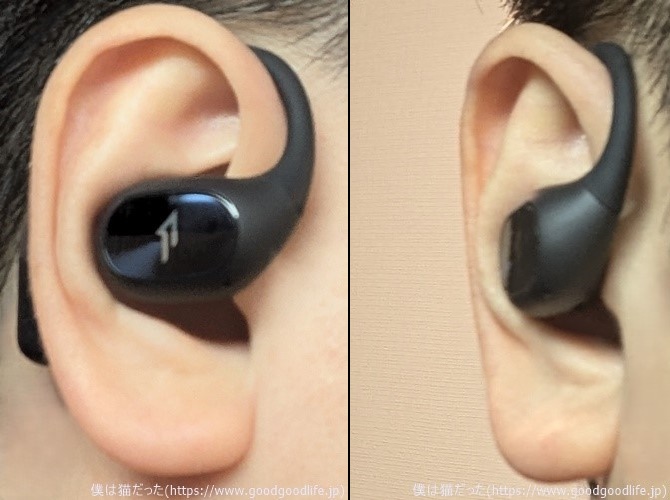 1MORE Open Earbuds S31 装着時の見た目