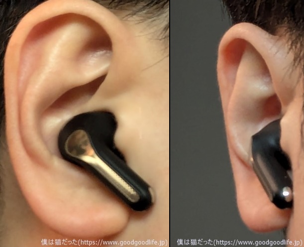 SOUNDPEATS Capsule3 Pro+ 装着時の見た目
