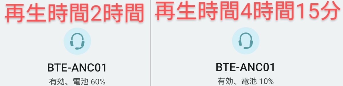 ニトリ BTE-ANC01 実連続再生時間 バッテリーチェック