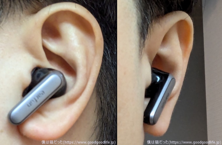 EarFun Air 2 NC 装着時の見た目