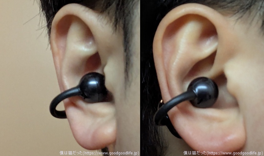 SOUNDPEATS UU 装着時の見た目
