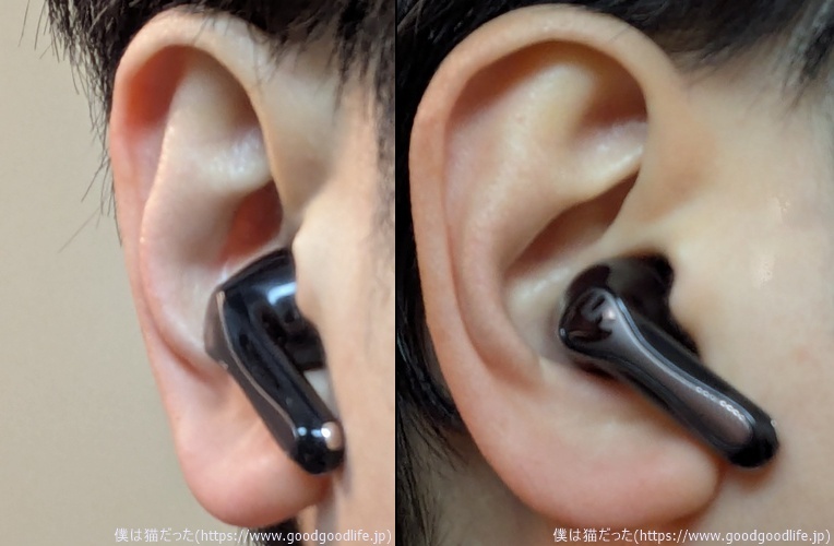 SOUNDPEATS Air5 Pro 装着時の見た目