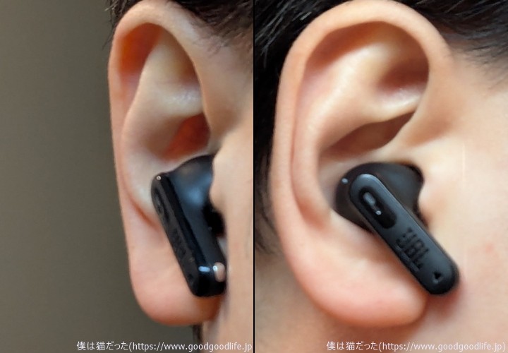JBL TUNE BEAM 2 装着時の見た目