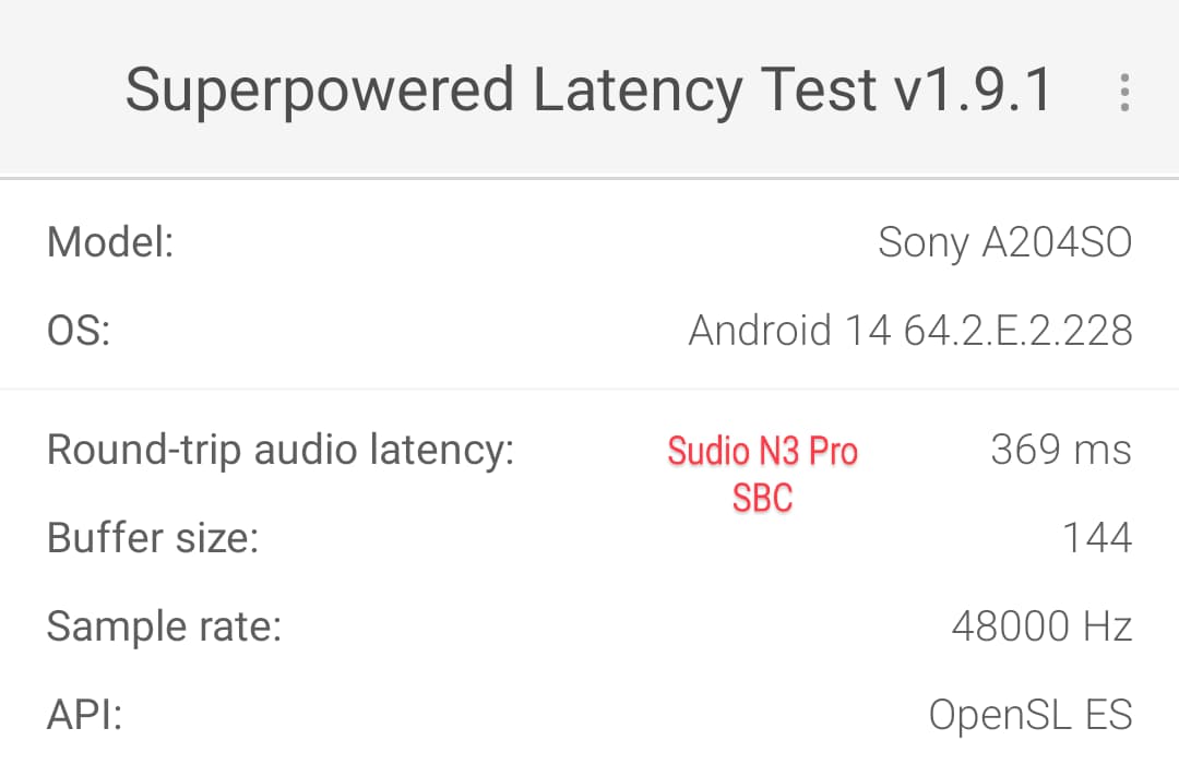 Sudio N3 Pro 遅延測定結果