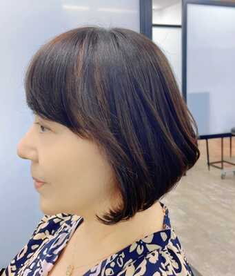 ５０代くせ毛前髪あり×ひし形ボブ 