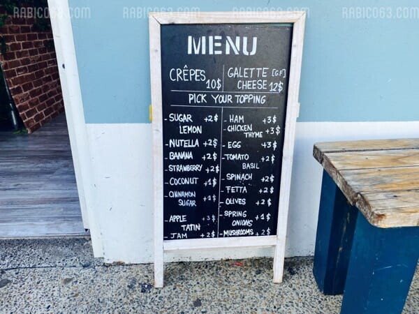 bondi beach おすすめカフェ crepes aubras メニュー menu