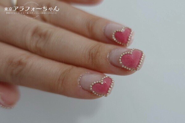 大人 バレンタインネイル ピンク ハート
