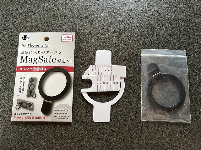 100均のキャンドゥで売っているMagSafe対応スマホリングの同梱物