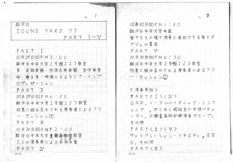 1977年10月29,30日 SOUND YARD 77,  PART I - V　-　b