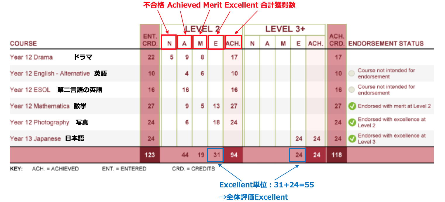 NCEAレベル2成績 NCEAレベル2成績