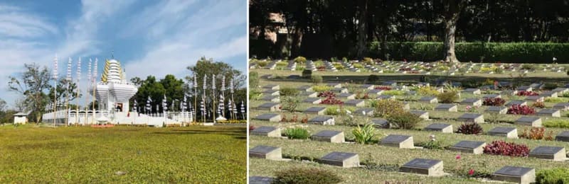 マニプールの州都インパールのパカンバ寺院とインパール作戦墓地