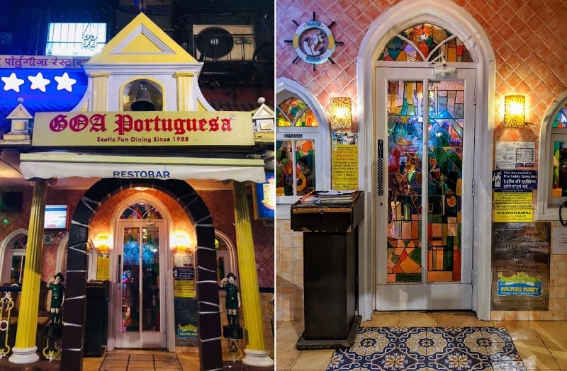 ムンバイのゴアレストラン（Goa Portuguesa Restaurant）の入り口