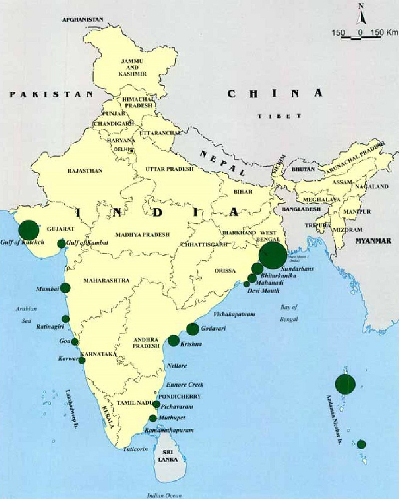 インドのマングローブ林マップ
