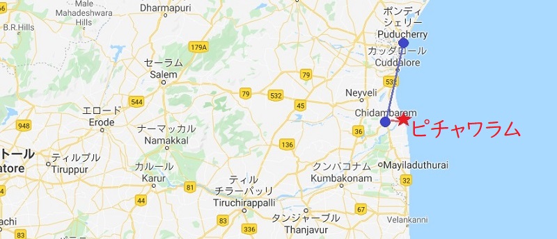 ポンディシェリーからピチャワラムまでの行き方
