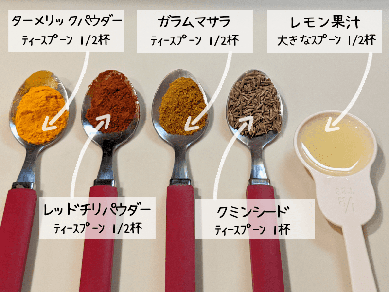 ユウガオのカレーを作るのに仕様したスパイス