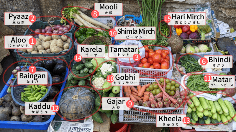 代表的なインドの野菜