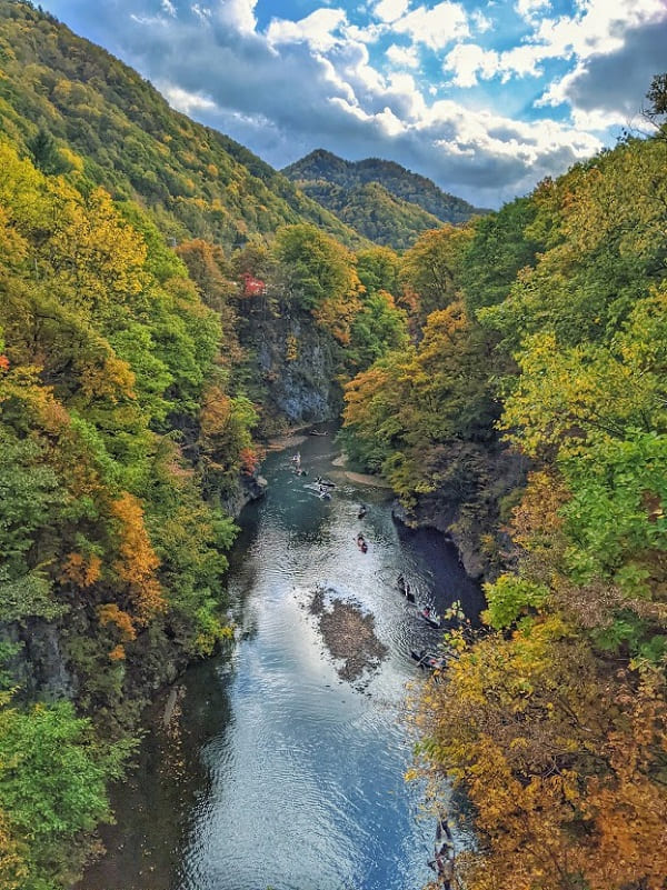 【錦橋と舞鶴の瀞】カヌーに乗って川から紅葉を楽しむこともできる