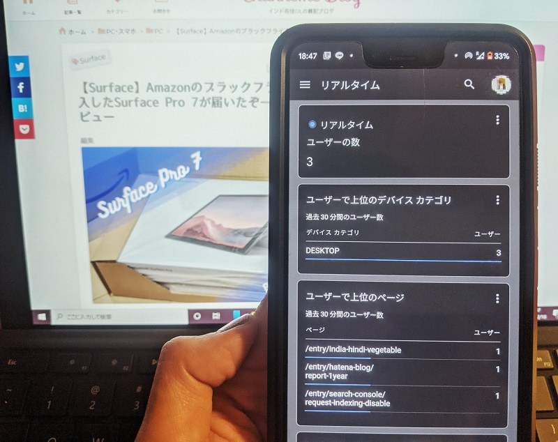 Googleアナリティクスのリアルタイムレポート
