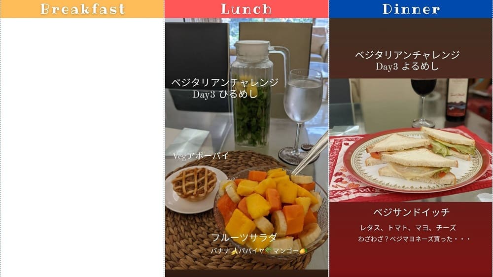 ベジタリアン生活3日目
