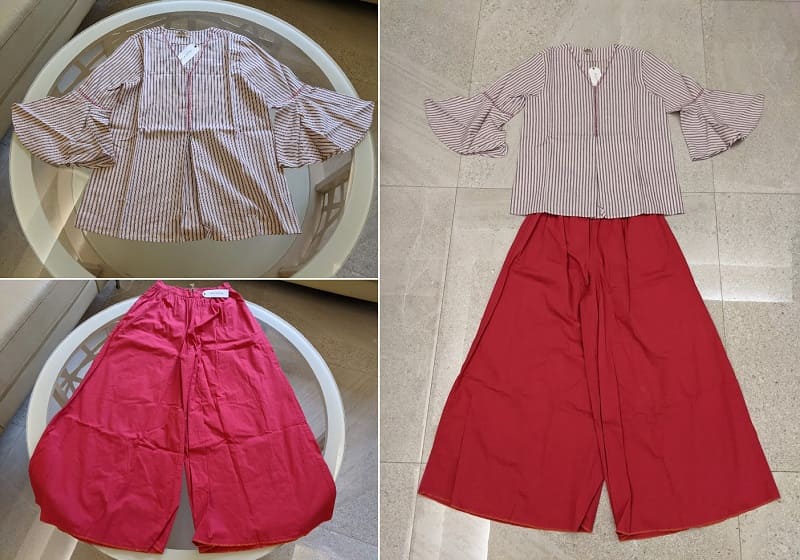 Ancestryのトップスとワイドパンツ