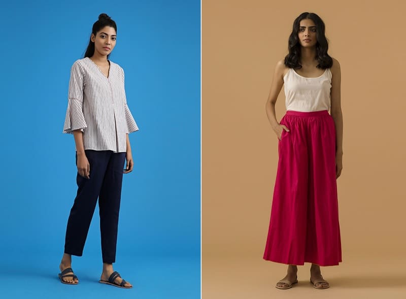 Ancestryのトップスとワイドパンツ(モデル着用)