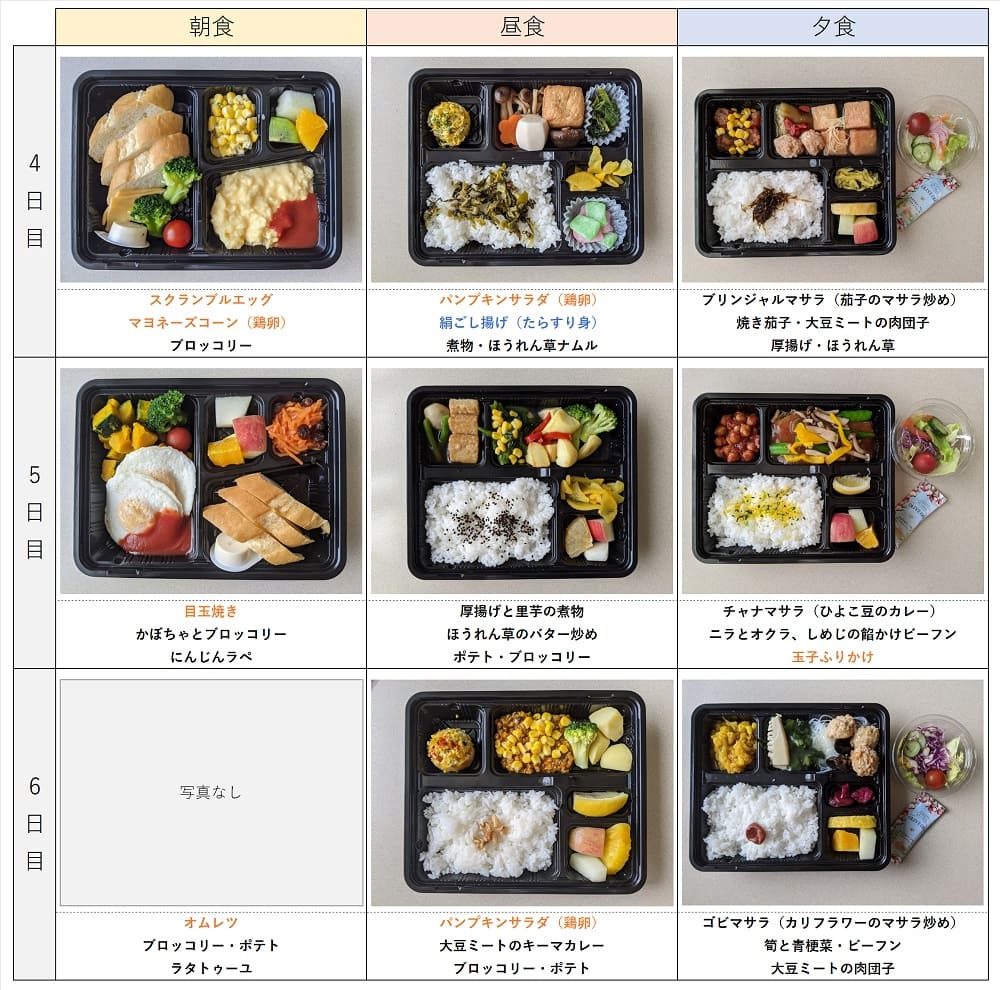 ベジタリアン弁当（4～6日目）