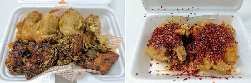白丸唐揚げ、黒丸唐揚げ、赤丸唐揚げ
