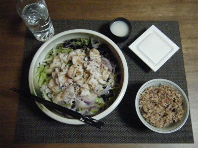 しゃぶしゃぶサラダ1st with 玉ねぎドレッシング。