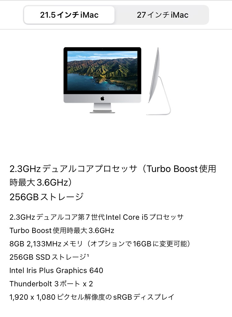 iMac 第一世代 メモリ16GB ストレージ1TB iMac Apple 21.5インチ PC 16GB 0