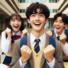 大人しい男子中学生が成績が上がって喜んでいる画像3