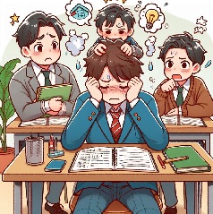 中学生のおとなしい子供が成績が上がらなくて悩んでいる画像