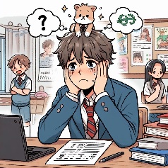 大人しい中学生の子供が成績が上がらなくて悩んでいる画像2