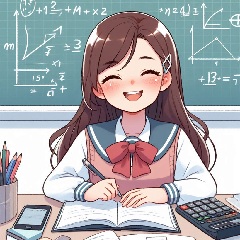 大人しい中学生がタブレット教育で勉強をしている画像