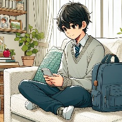 中学生の子供がスマホに夢中になっている画像1