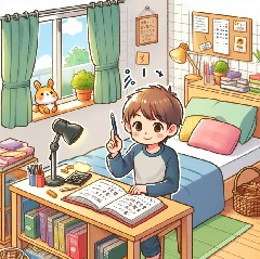 小学生が国語の勉強を楽しんでいる画像