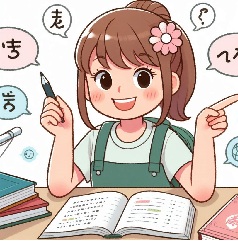 女子小学生が国語の勉強を楽しんでいる画像