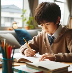 小学生がリビング学習をしている画像11
