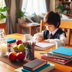 成績が悪かった小学生がリビング学習をしている画像3