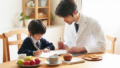 小学生が家庭教師に勉強を教えてもらっている画像3