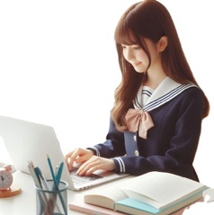 人見知りの中学性が勉強している写真1