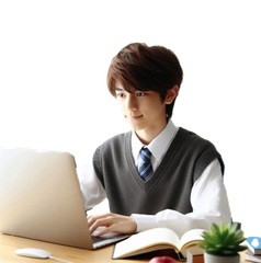 人見知りの中学性が勉強している写真3