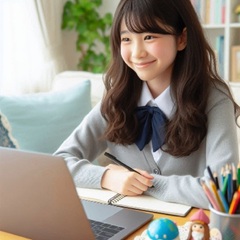 人見知りの中学性が勉強している写真7