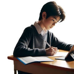 人見知りの中学性が勉強している写真10