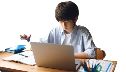 人見知りの中学性が勉強している写真11