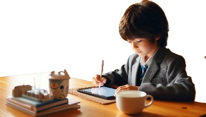 小学生がリビングで勉強している写真32