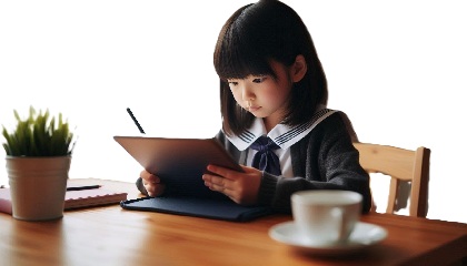 人見知りの小学生がリビング学習をしている写真12