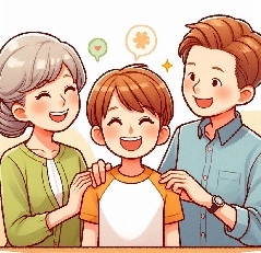 中学生がお小遣いをもらって喜んでいる画像